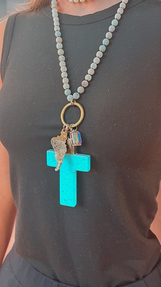 Turquoise Rhinestone Necklace