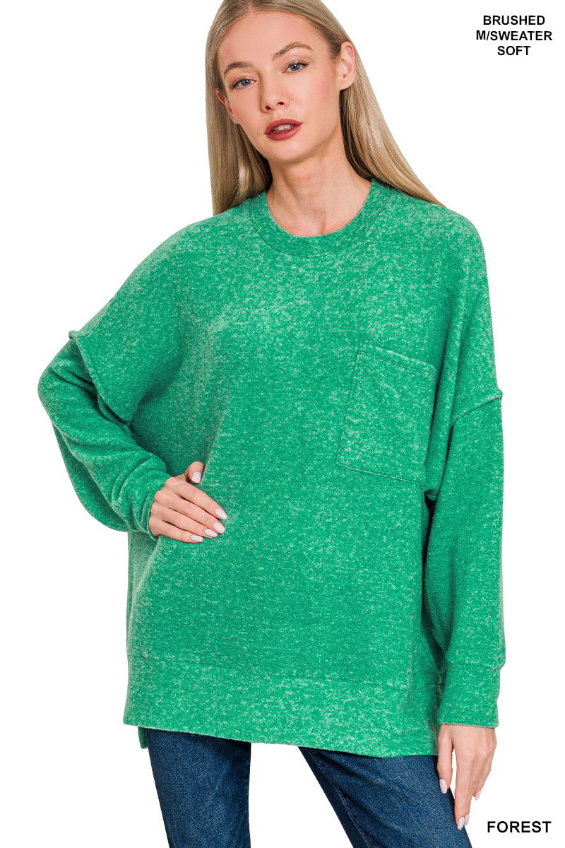 Bushed Melange Drop Shoulder Oversized Sweater