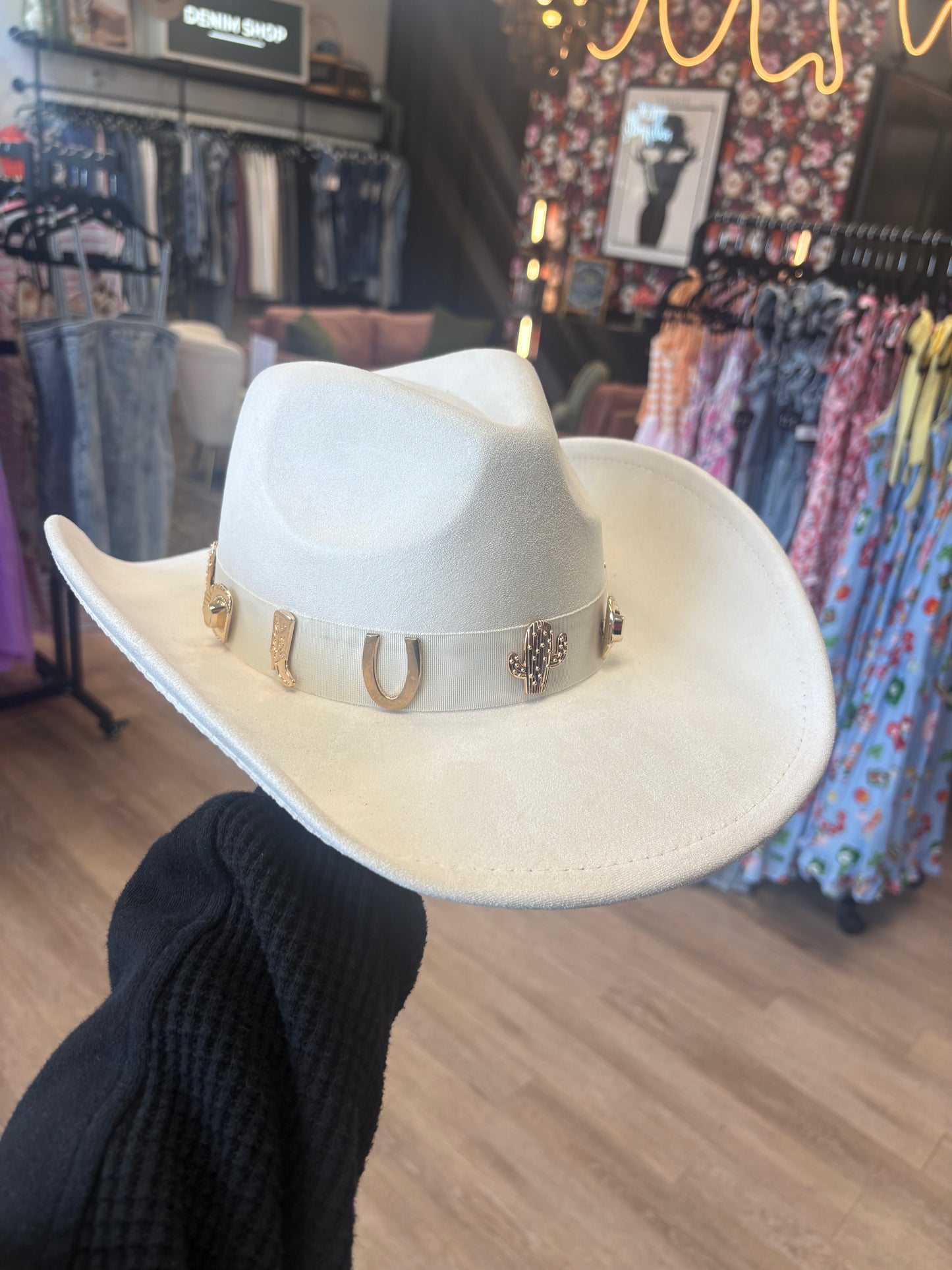 White and Gold Cowgirl Hat
