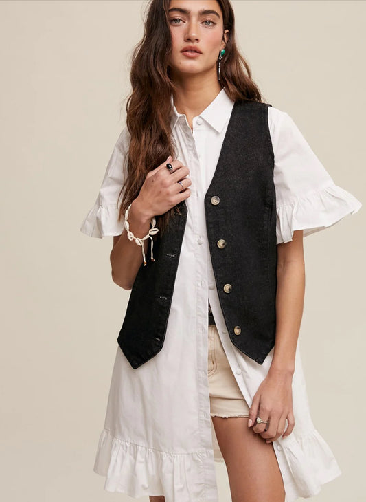 90’S Black Denim Vest