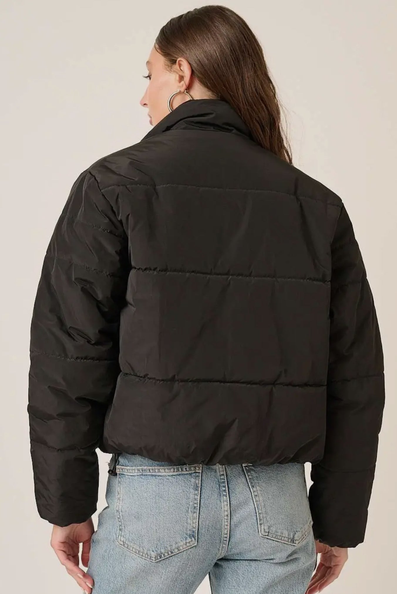 Black Cropped Puffer Jacket