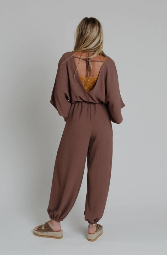 Mocha Drawstring Jumpsuit