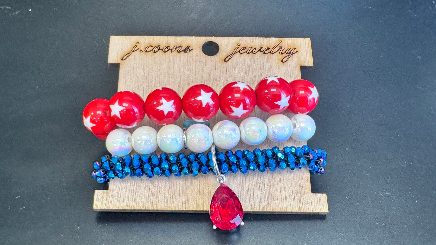 Red, White and Blue Bracelet Set