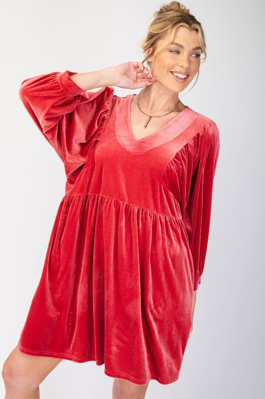 Lipstick Pink Velvet Dress