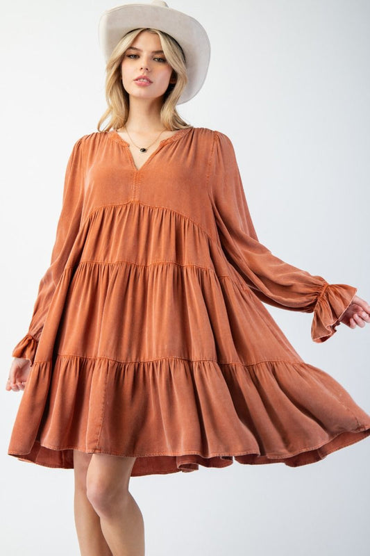 Rust Tiered Dress
