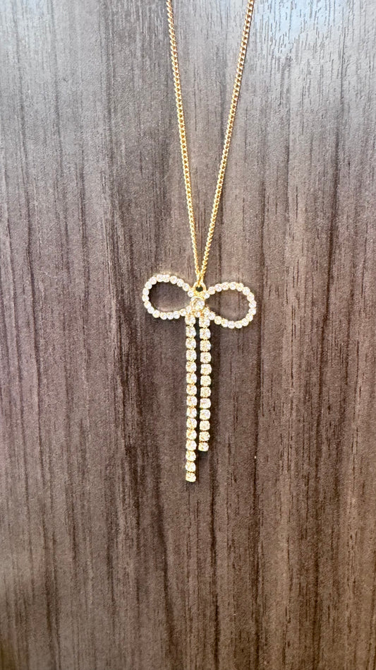 Rhinestone Bow Necklace