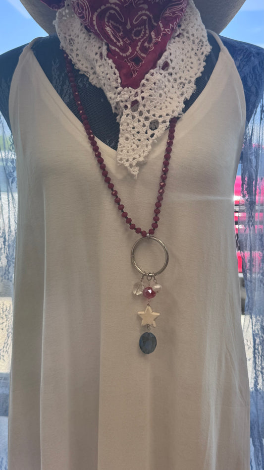 Patriotic Beaded Star Necklace