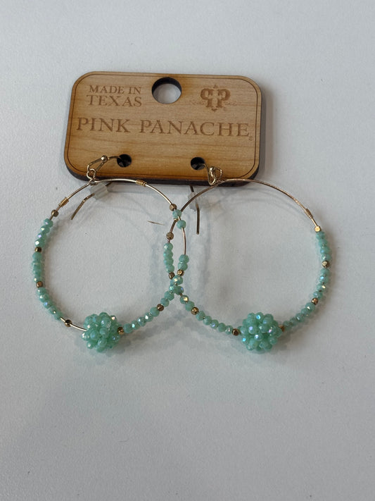 Mint Beaded Hoop Earrings