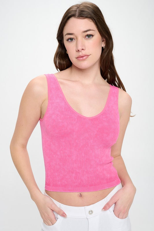 Stonewashed Reversible Ribbed Tank (multiple colors)