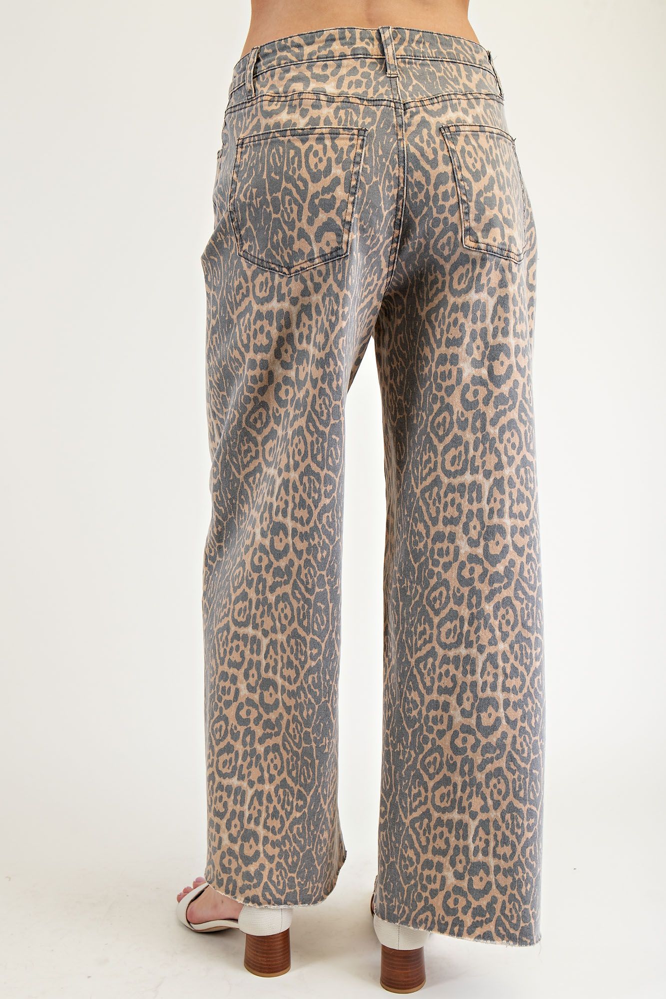 Animal Print Washed Wide Leg Pant