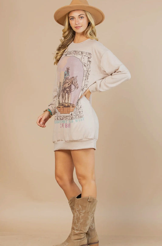 Western Journey Sweatshirt Dress