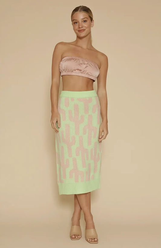 Neon Cactus Midi Skirt