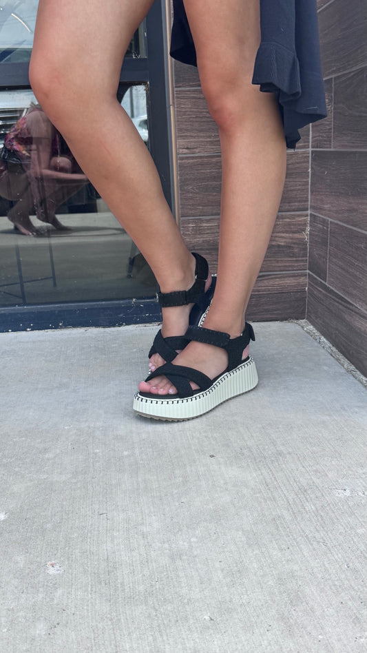 Black Woven Platform Sandal