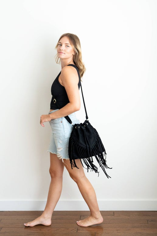 Black Fringe Bag