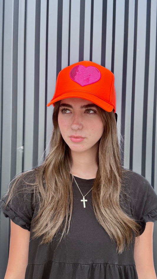 Orange and Pink Love Trucker Hat