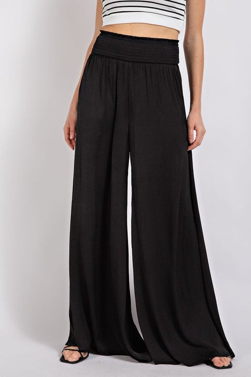 Black Satin Wide Leg Pant
