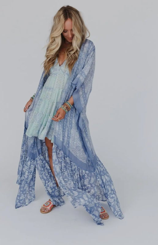 Blue Paisley Duster Kimono