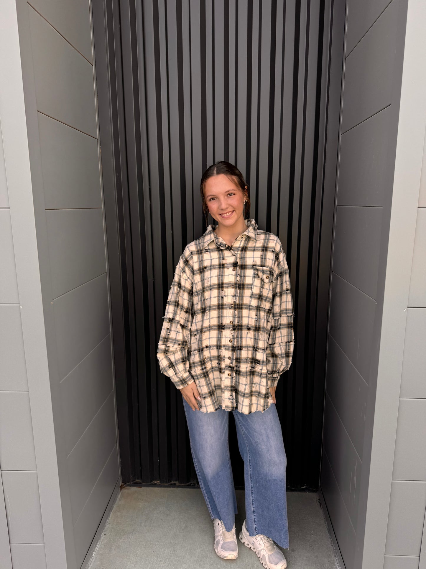 Distressed Mineral Plaid Shirt