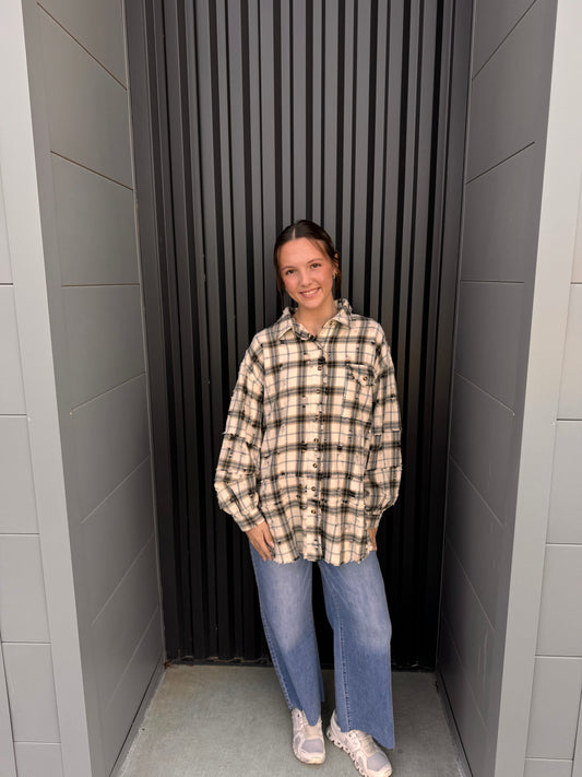 Distressed Mineral Plaid Shirt