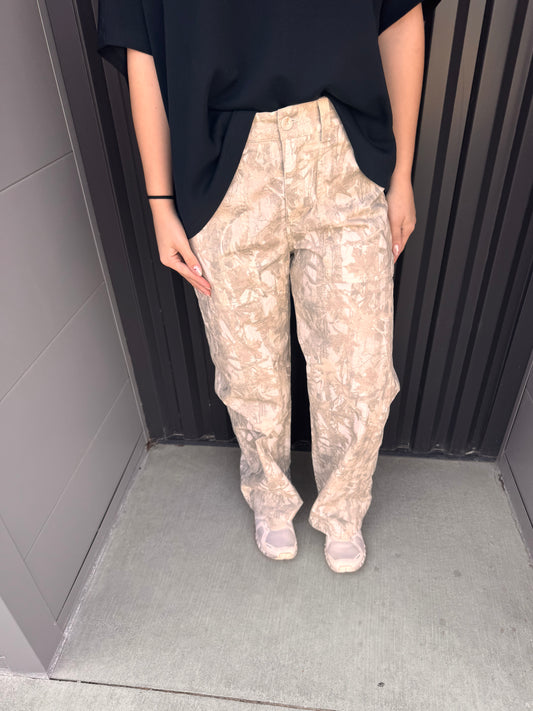 Camo Print Wide Leg Pants