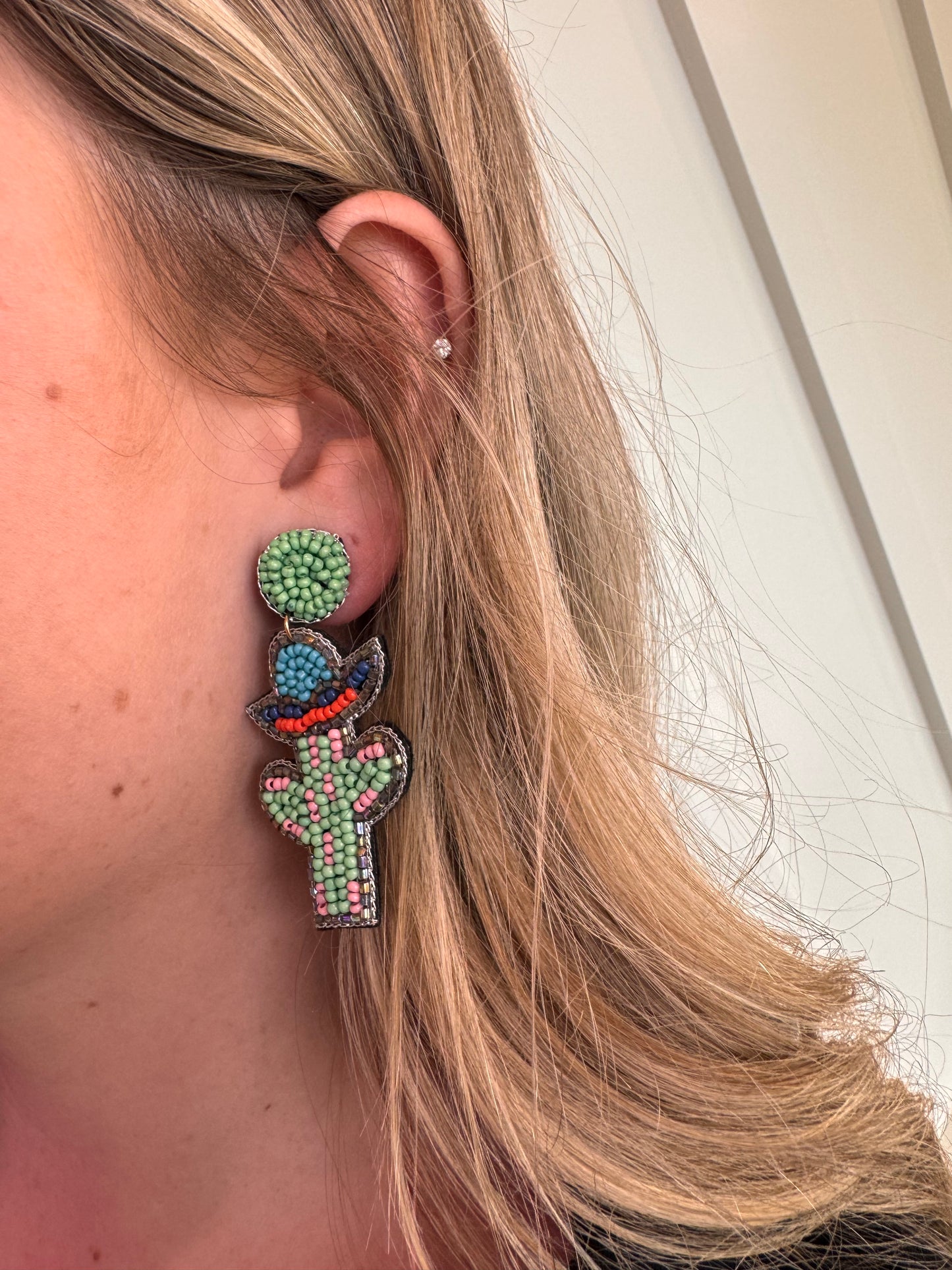 cactus earrings with hat