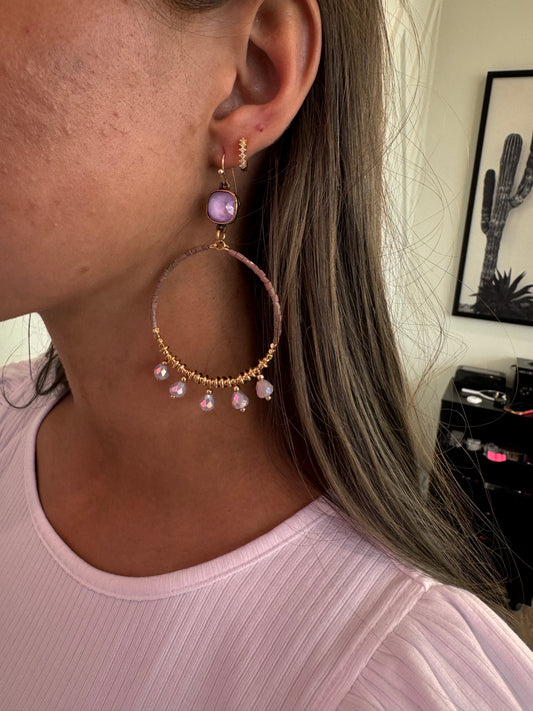 Lavender Luxe Beaded Hoops