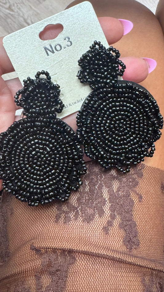 BT Black Beaded Earings