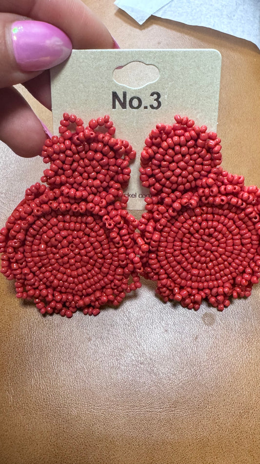 BT Red Beaded Earing