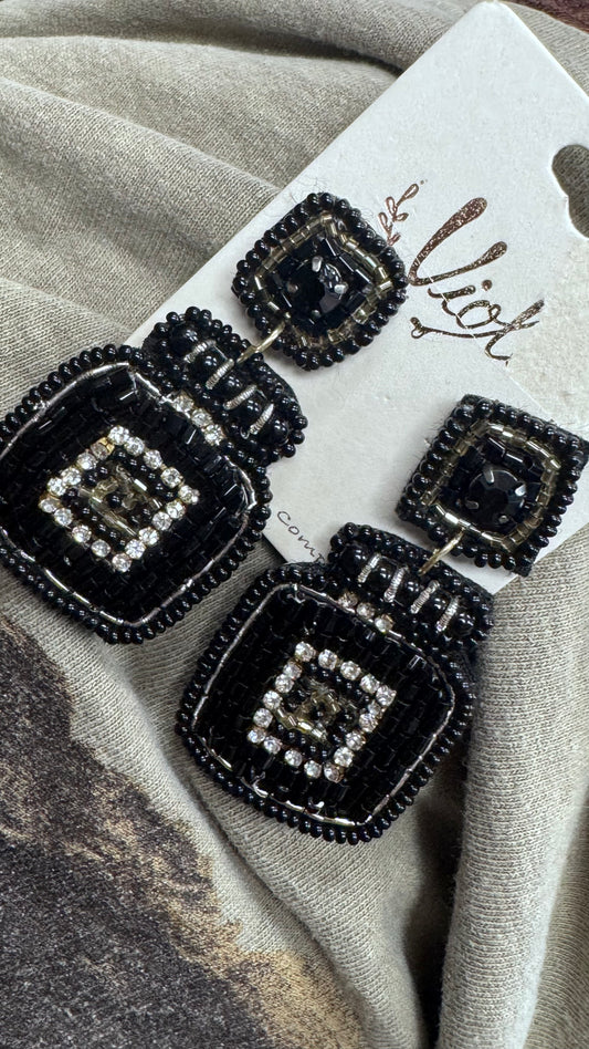 BT Black Beaded Earing
