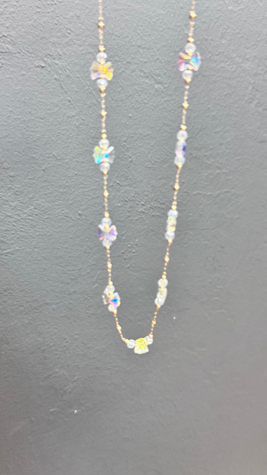 Gold Iridescent Gemmed Necklace