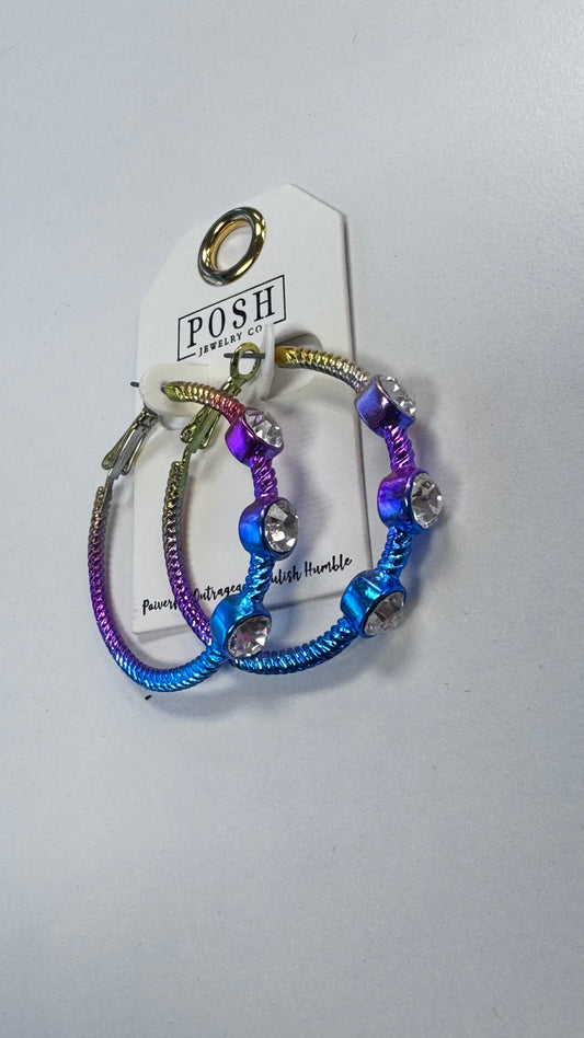 Rainbow Sunset Earrings with rhinestones