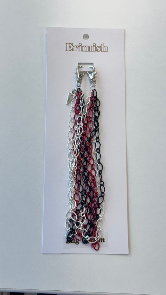 Red White and Silver chain bag charm