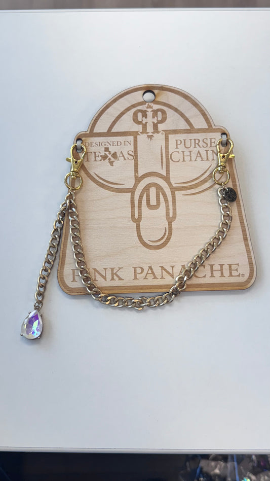 Gold Purse Charm with iridescent tear drop