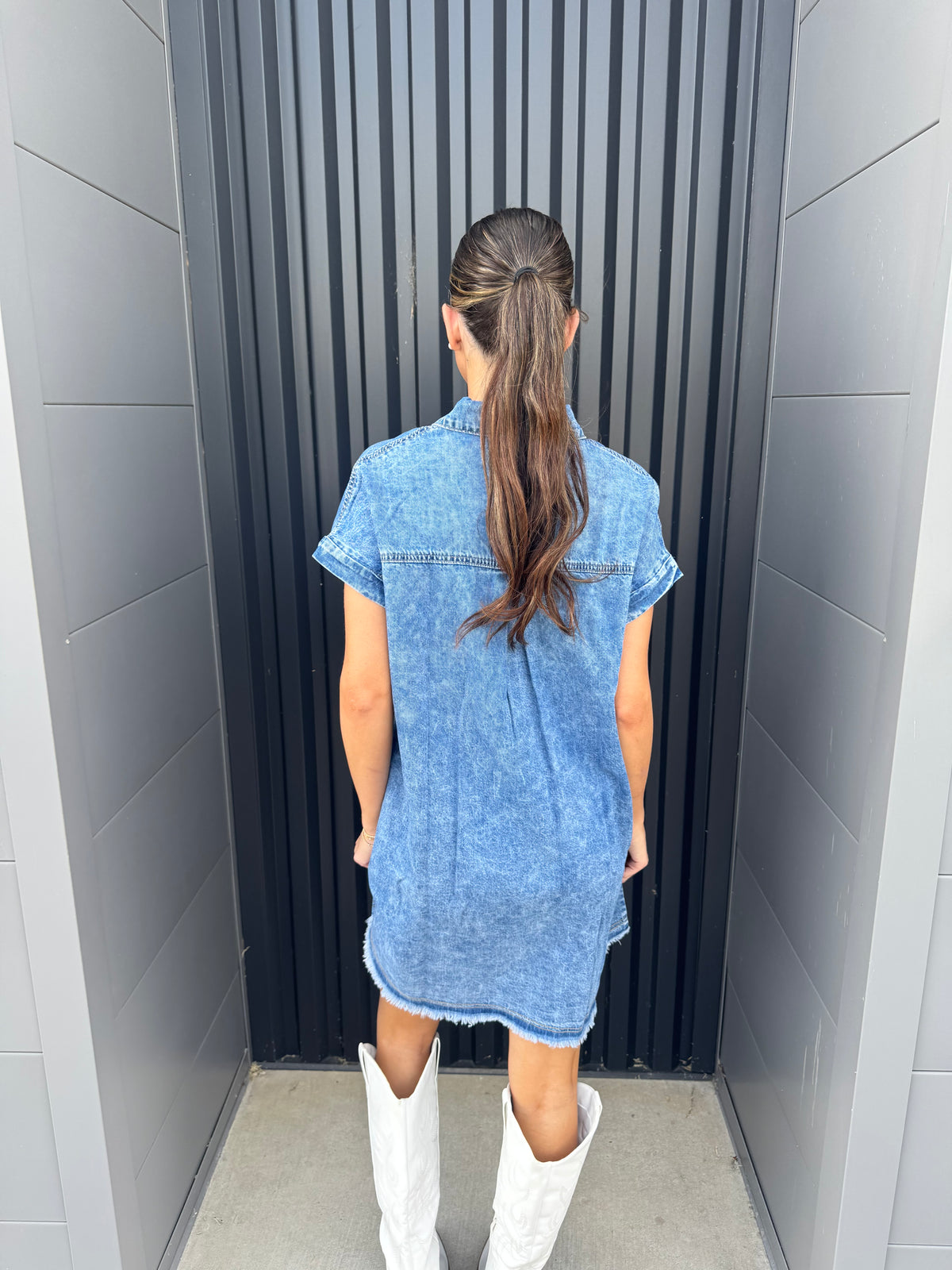 Denim Washed Button Down Dress