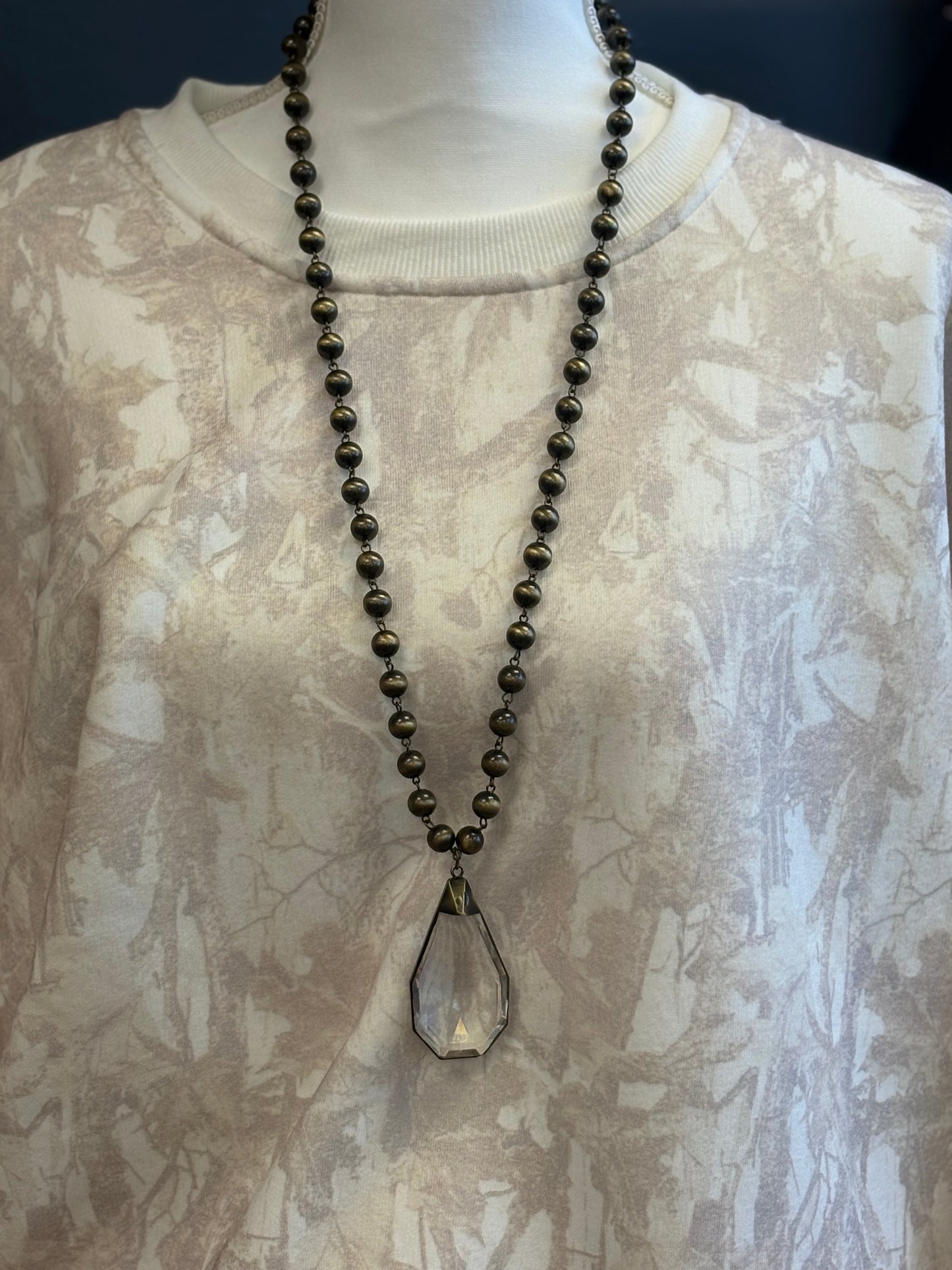 Beaded Glass Pendant Necklace