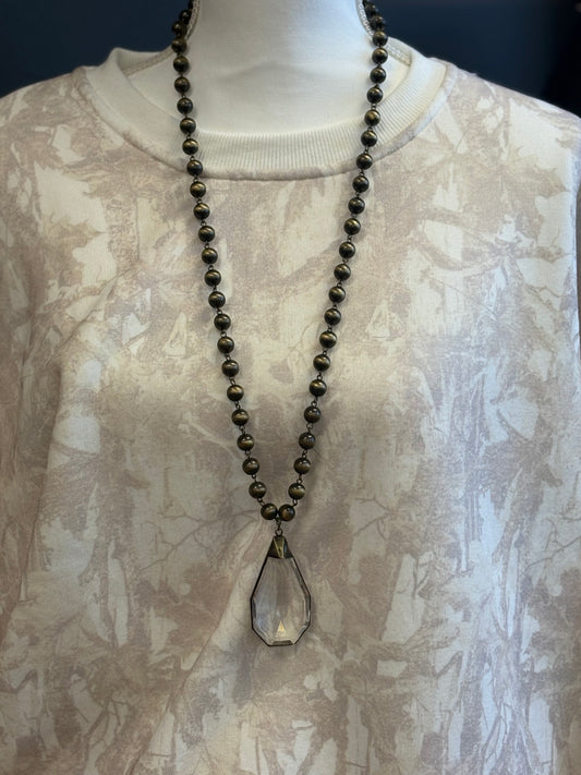 Beaded Glass Pendant Necklace