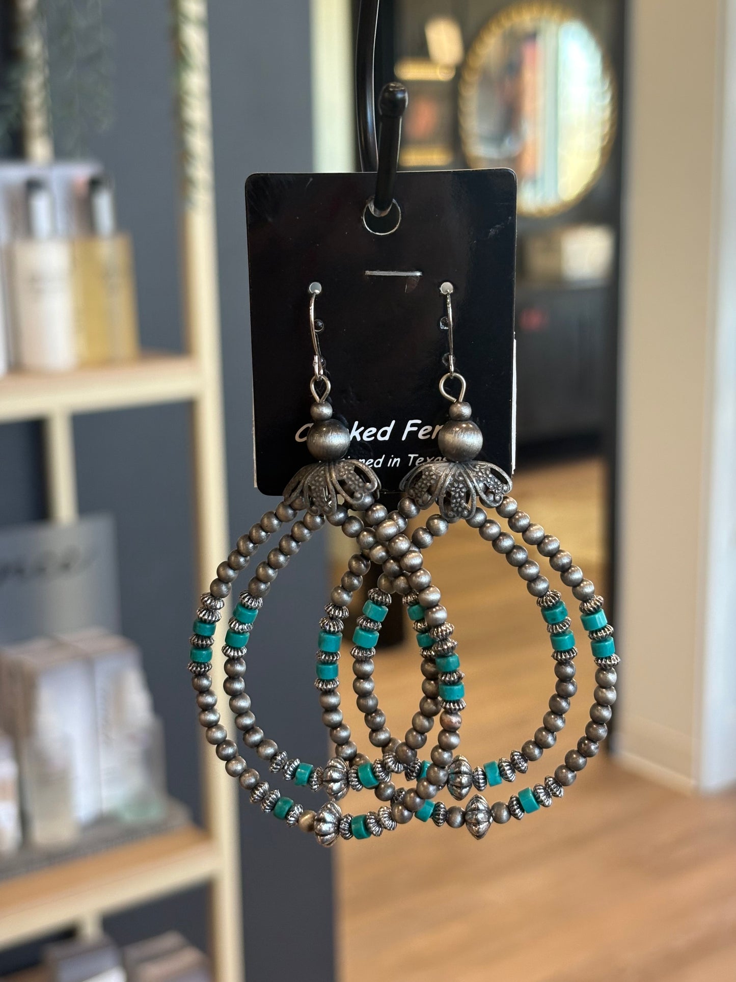 Double hoop turquoise earrings