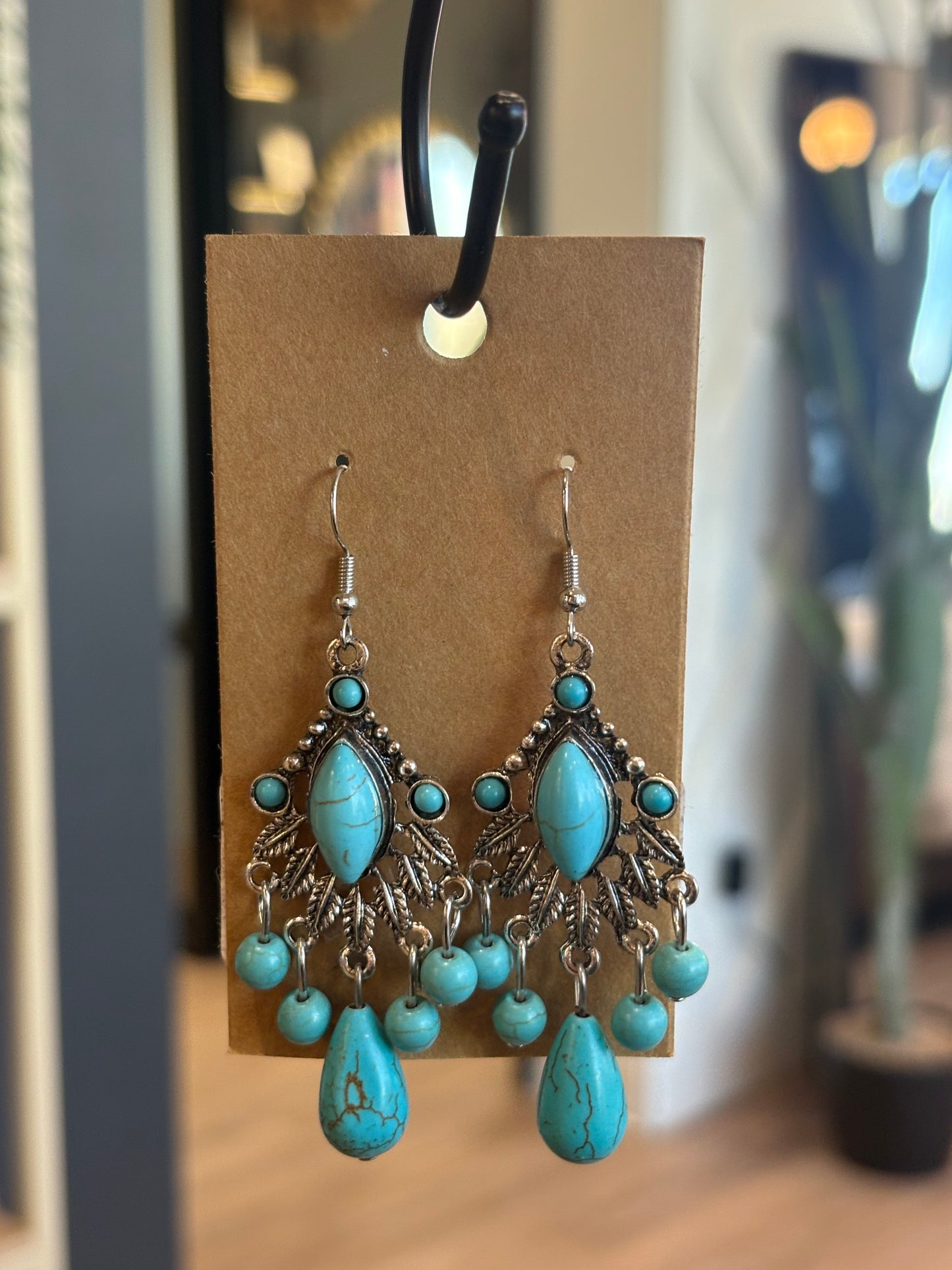 Silver & turquoise chandelier earrings