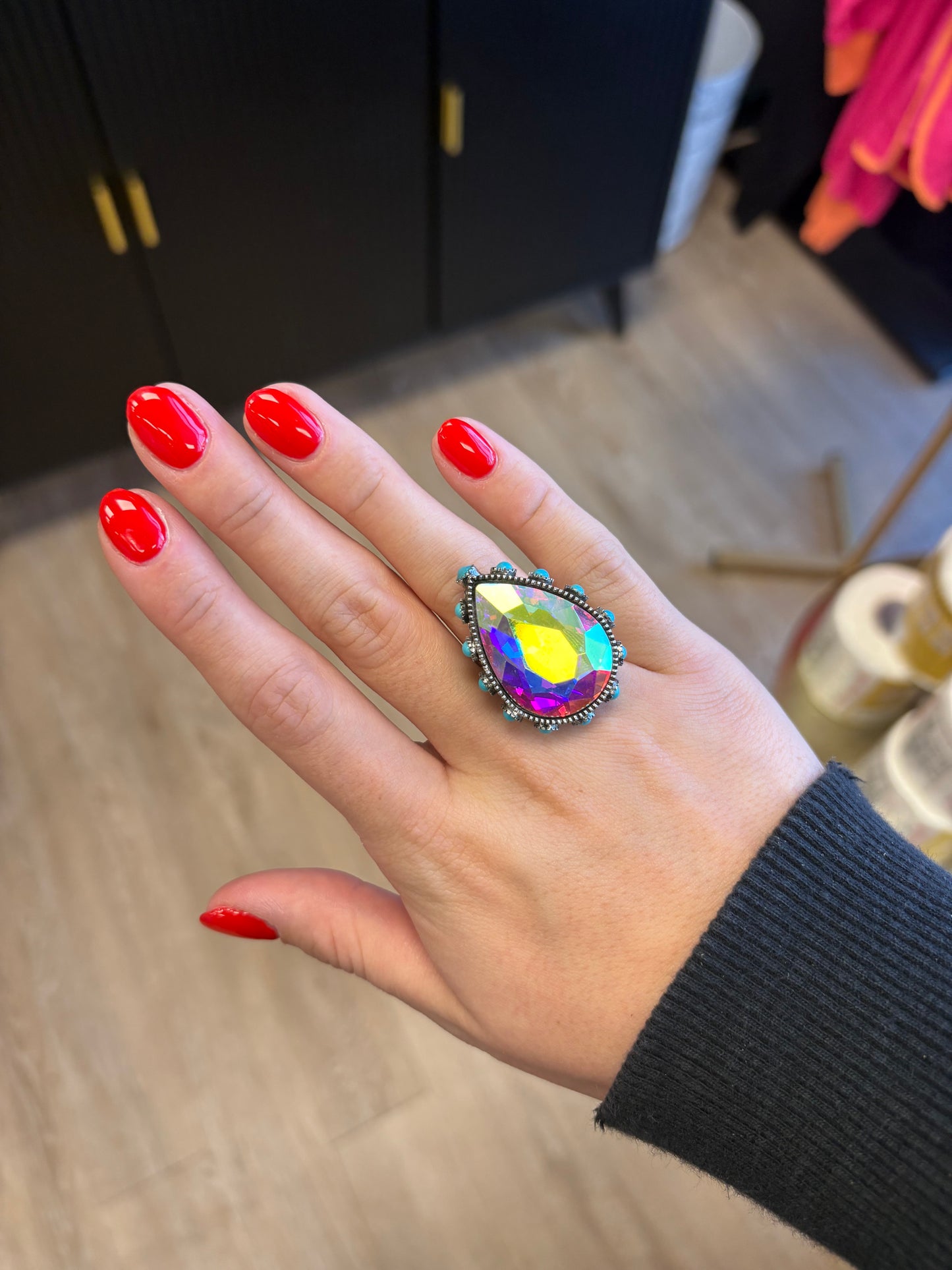 Iridescent & Turquoise ring