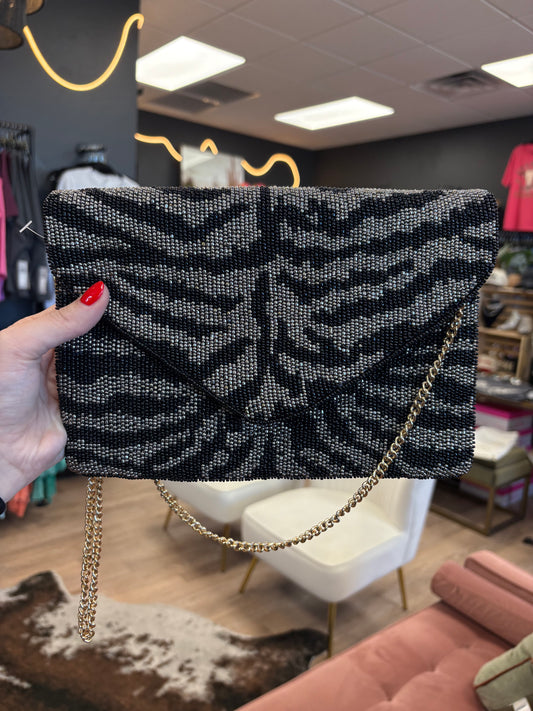 Zebra Beaded Clutch
