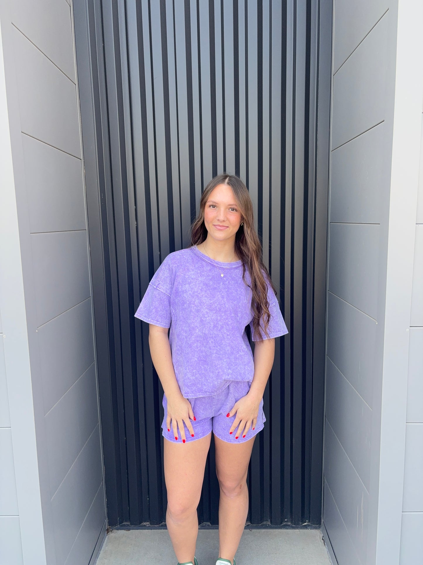 Acid Washed Short Sleeve Set