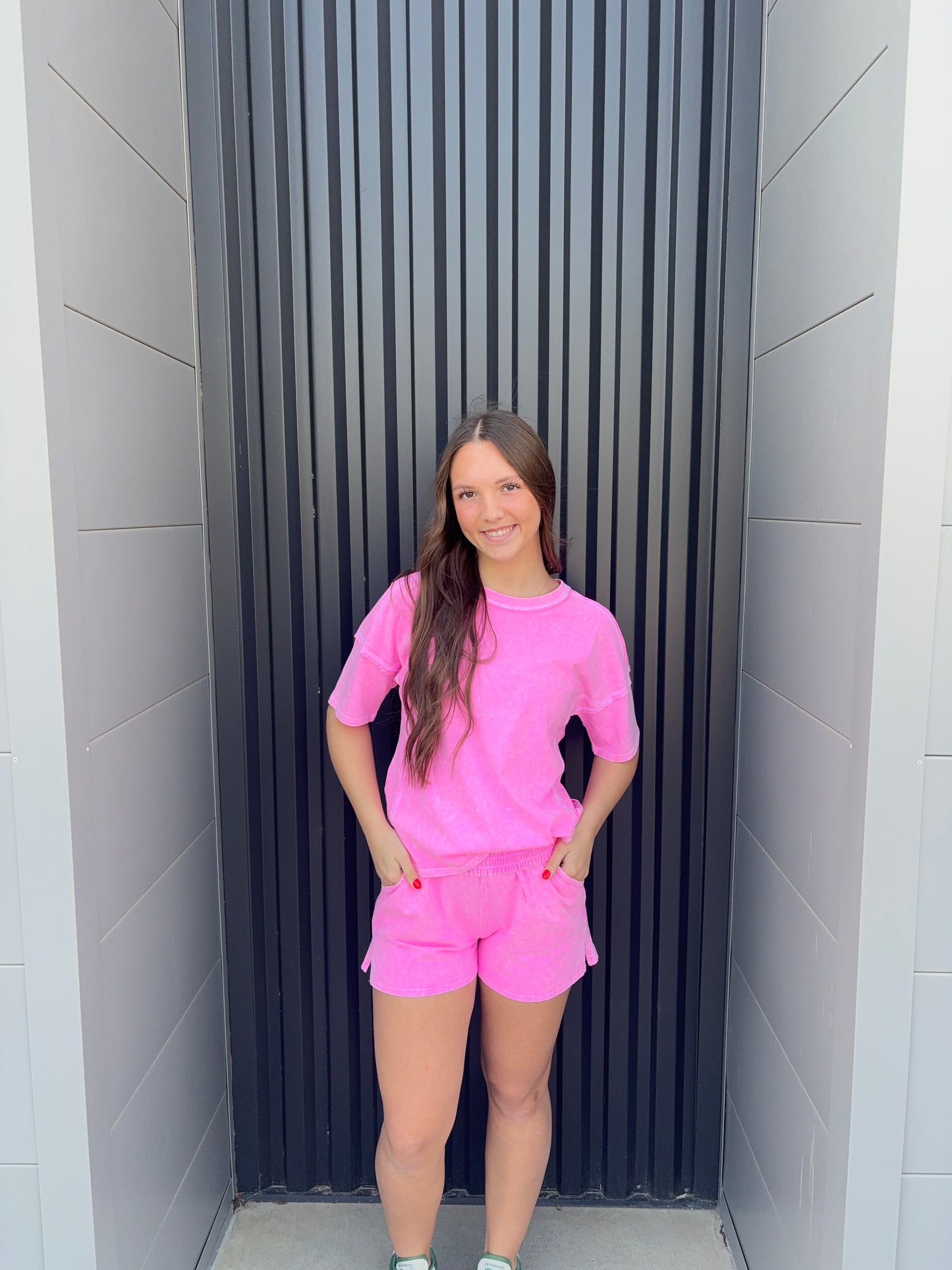 Acid Washed Short Sleeve Set