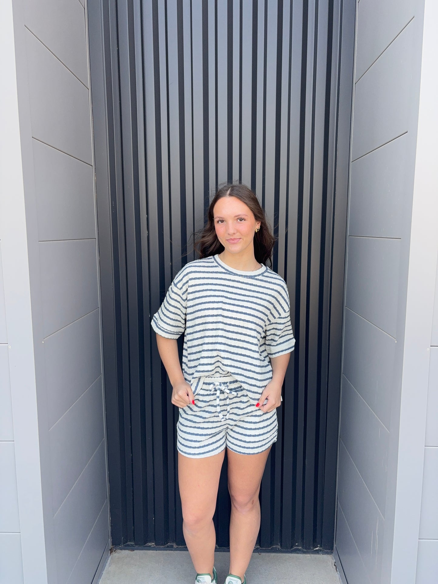 Striped Short Sleeve Set (Multiple Colors)