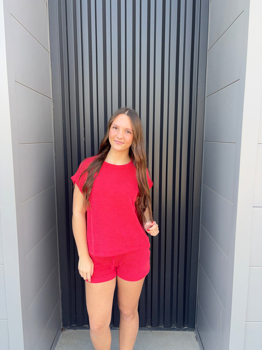 Cap Sleeve Ribbed Set
