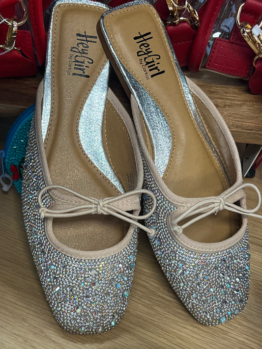 Rhinestone Flat with Bow Detail