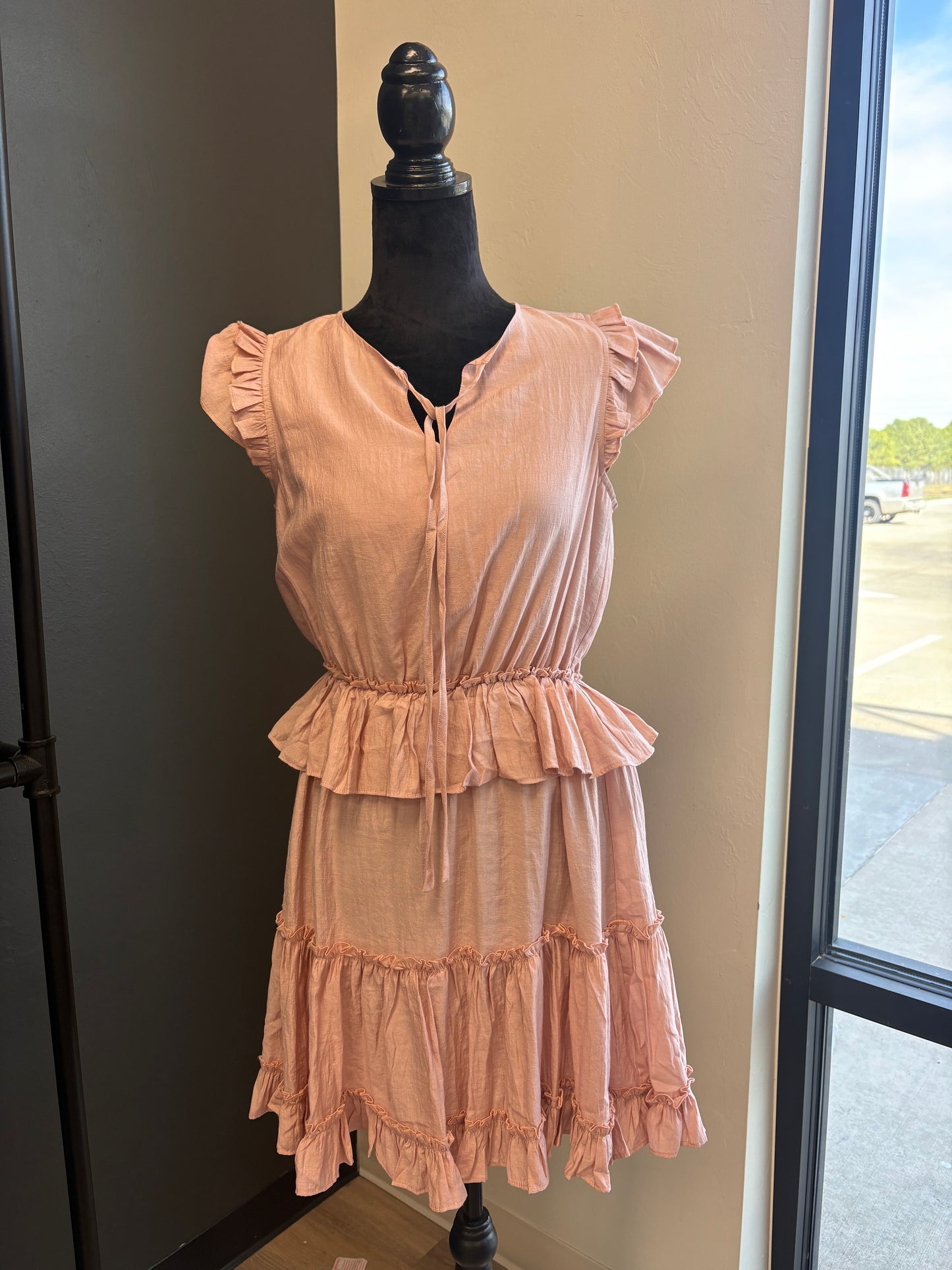 Ruffled Dusty Rose Mini Dress