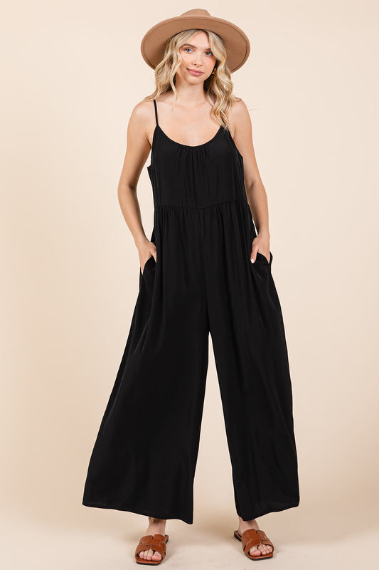 Black Wide Leg Sleeveless Scoop Neck Jumpsuit