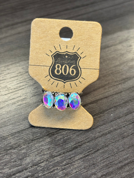 Triple Iridescent Rhinestone Ring