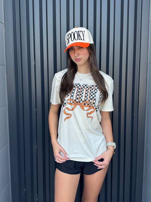 Spooky Checkered Rhinestone Graphic