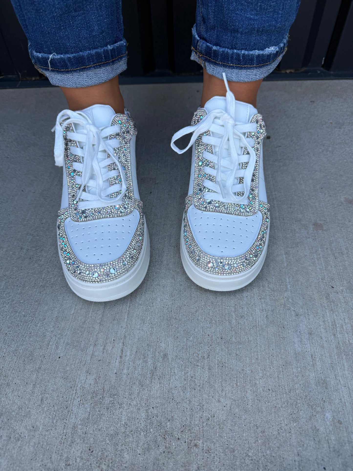 White Rhinestone Sneakers